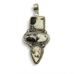 Genuine White Buffalo Turquoise Pendant – 925 Sterling Silver